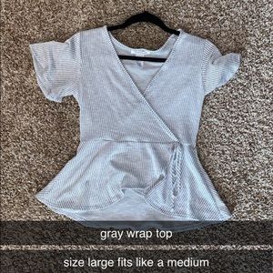 gray wrap top
